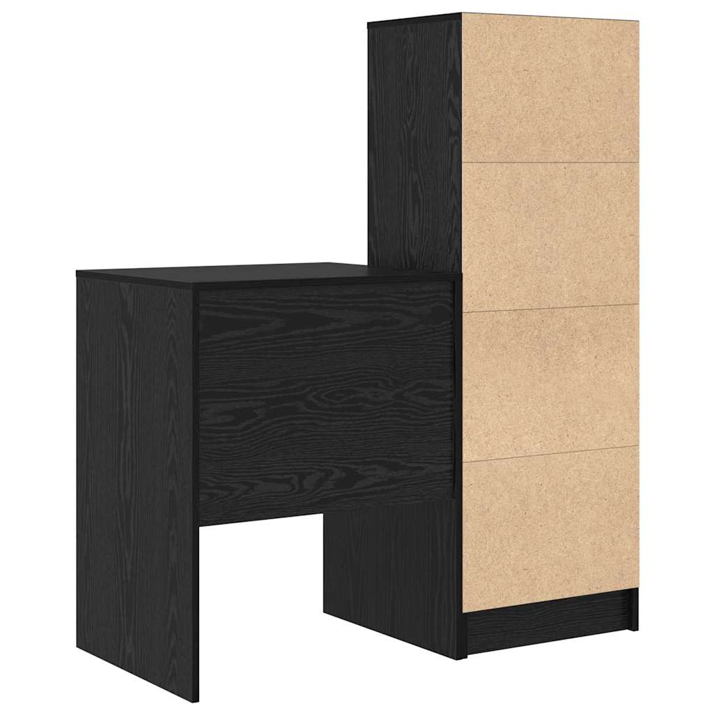 Scrivania con Spazio di Archiviazione 2 pcs Rovere nero