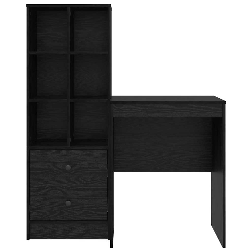 Scrivania con Spazio di Archiviazione 2 pcs Rovere nero