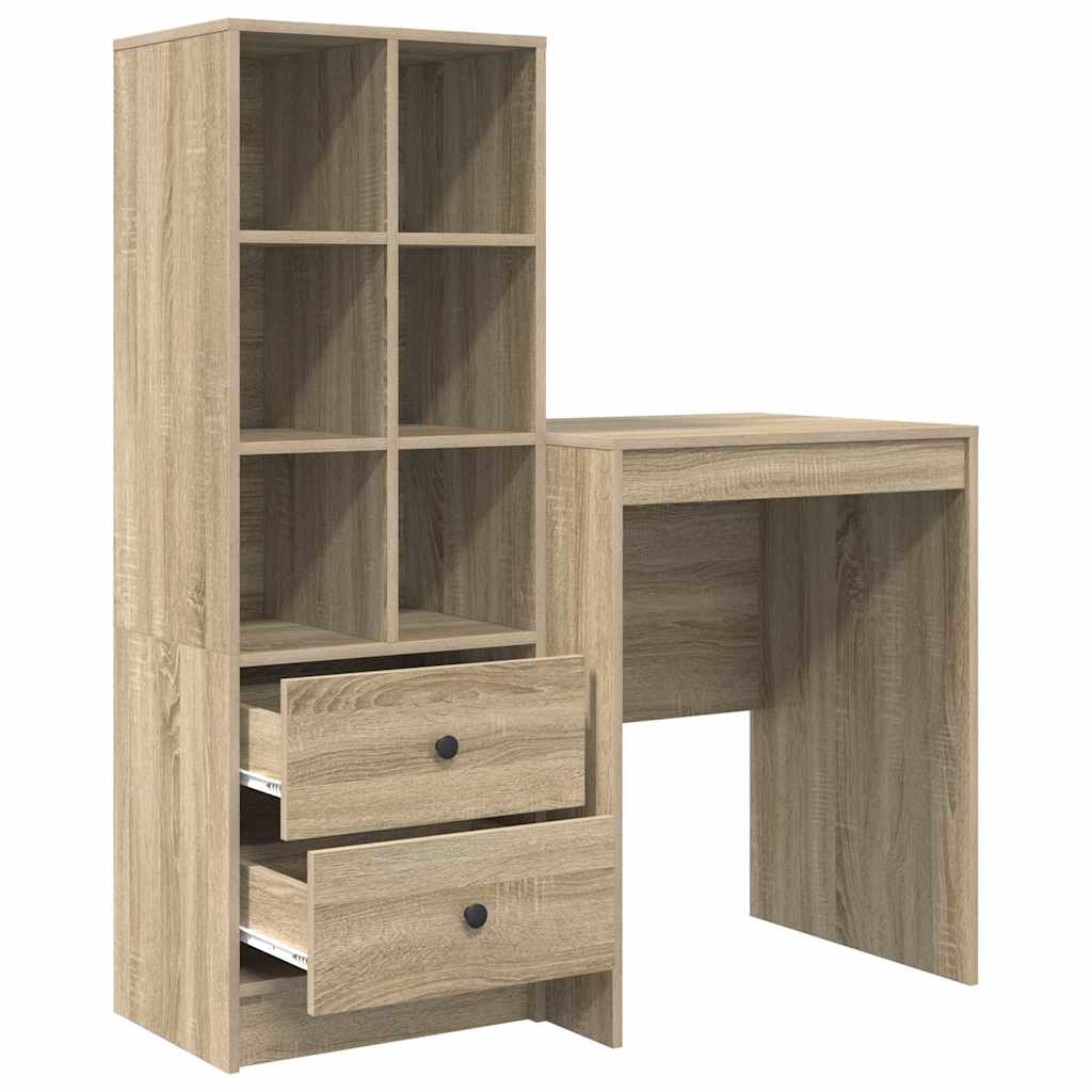 Scrivania con Spazio di Archiviazione 2 pcs Rovere Sonoma