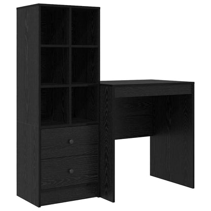 Scrivania con Spazio di Archiviazione 2 pcs Rovere nero