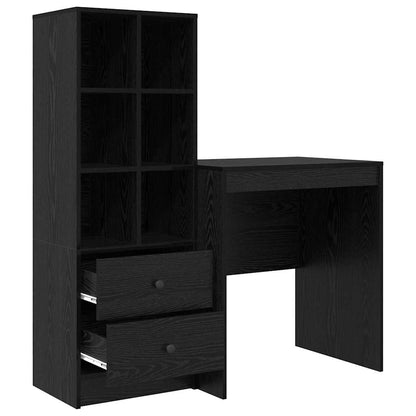 Scrivania con Spazio di Archiviazione 2 pcs Rovere nero