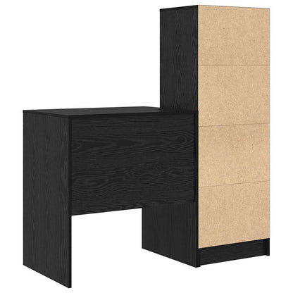 Scrivania con Spazio di Archiviazione 2 pcs Rovere nero
