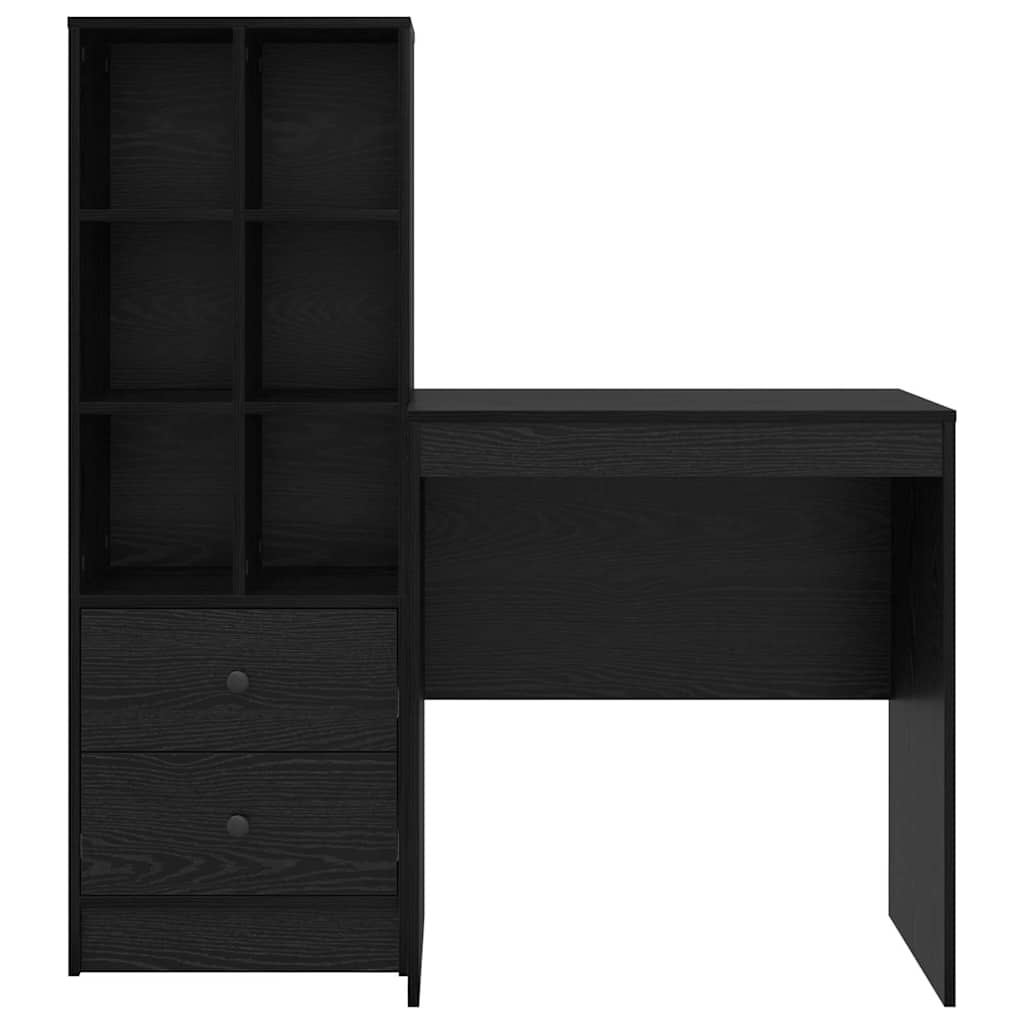Scrivania con Spazio di Archiviazione 2 pcs Rovere nero