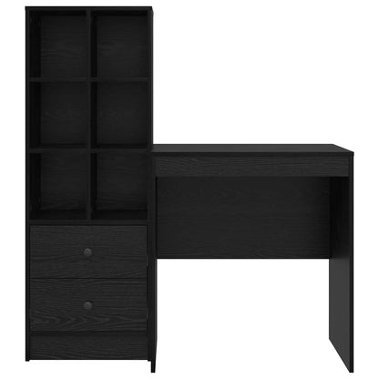 Scrivania con Spazio di Archiviazione 2 pcs Rovere nero