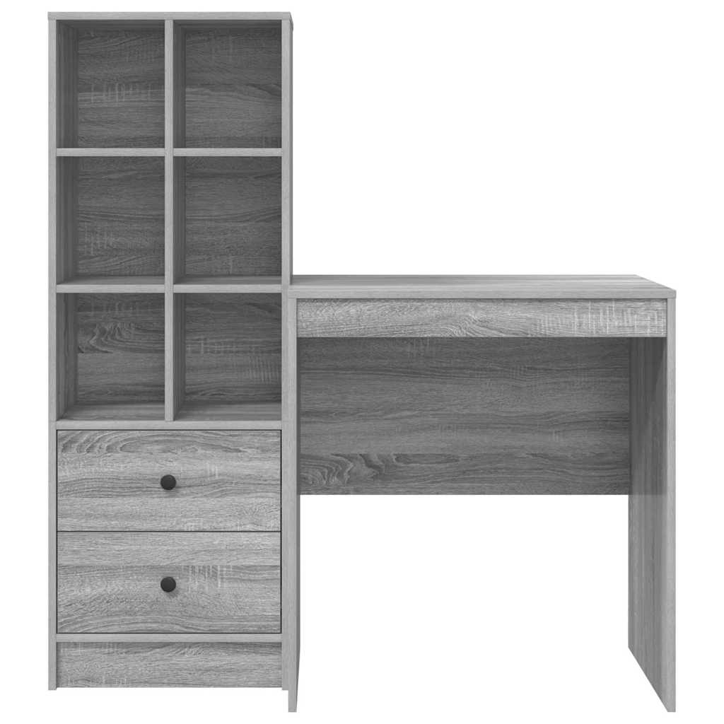 Scrivania con Spazio di Archiviazione 2 pcs Grigio sonoma
