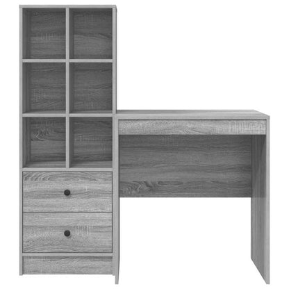Scrivania con Spazio di Archiviazione 2 pcs Grigio sonoma
