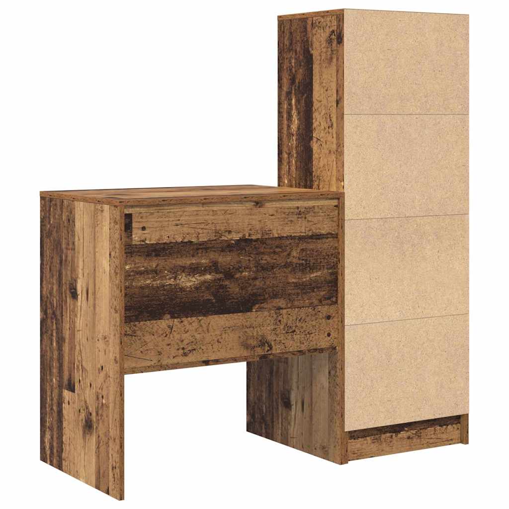 Scrivania con cassetto 2 pcs Legno vecchio