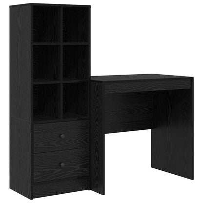 Scrivania con Spazio di Archiviazione 2 pcs Rovere nero