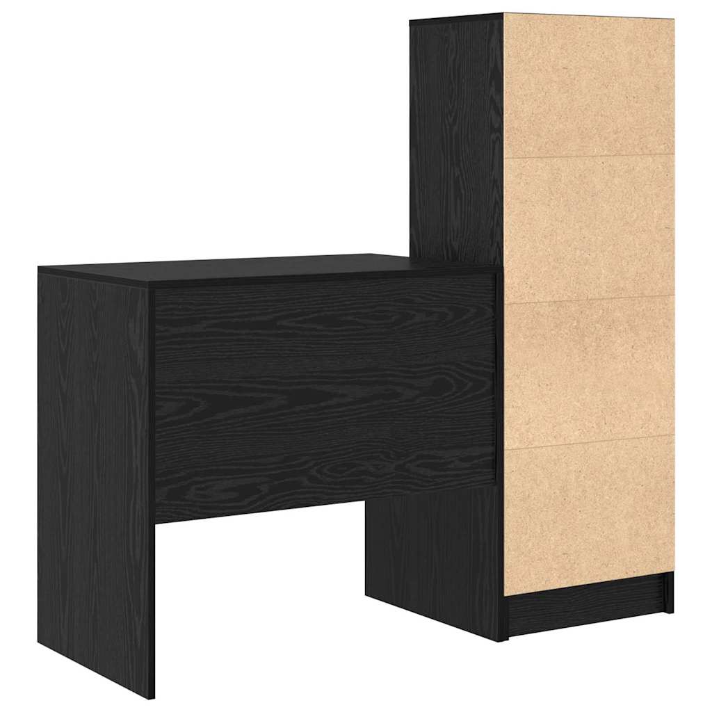 Scrivania con Spazio di Archiviazione 2 pcs Rovere nero