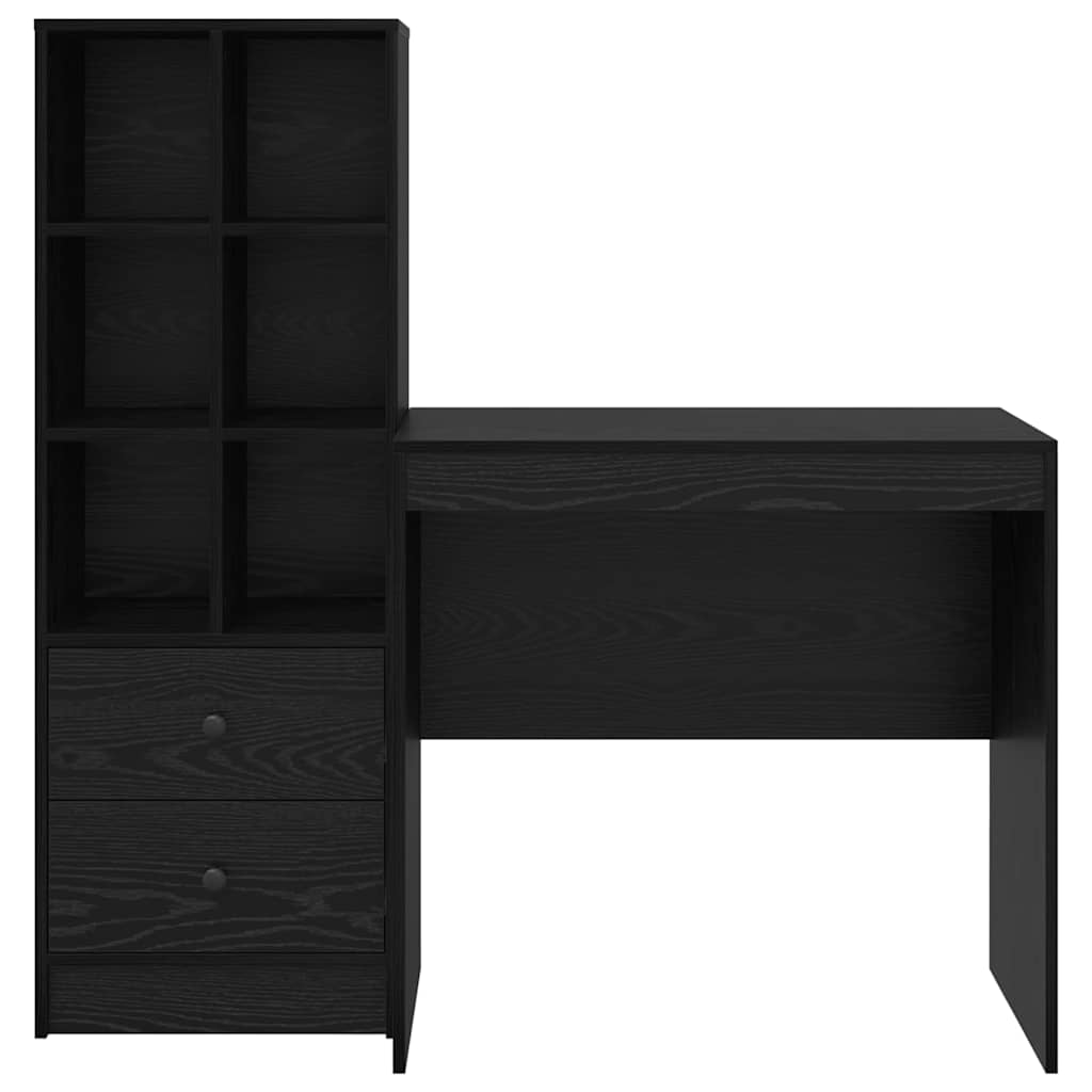 Scrivania con Spazio di Archiviazione 2 pcs Rovere nero