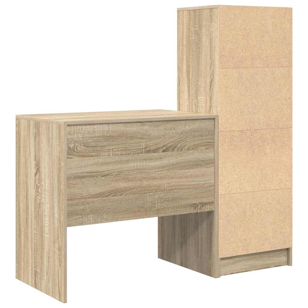 Scrivania con Spazio di Archiviazione 2 pcs Rovere Sonoma