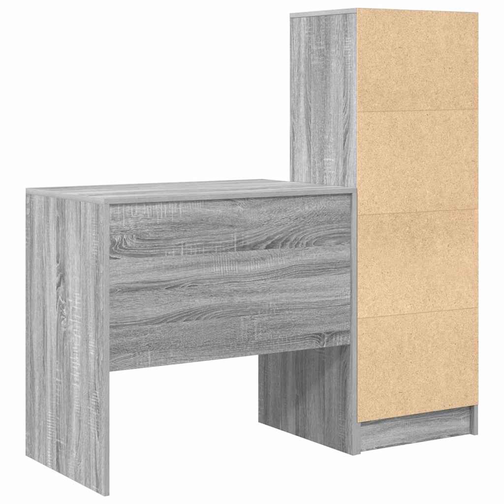 Scrivania con Spazio di Archiviazione 2 pcs Grigio sonoma