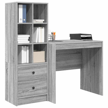 Scrivania con Spazio di Archiviazione 2 pcs Grigio sonoma