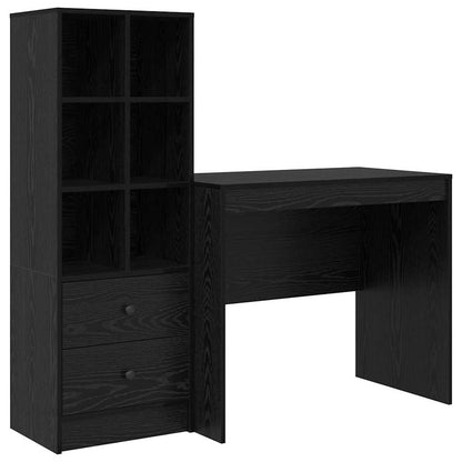 Scrivania con Spazio di Archiviazione 2 pcs Rovere nero