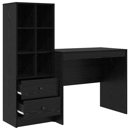 Scrivania con Spazio di Archiviazione 2 pcs Rovere nero