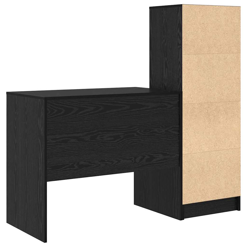 Scrivania con Spazio di Archiviazione 2 pcs Rovere nero