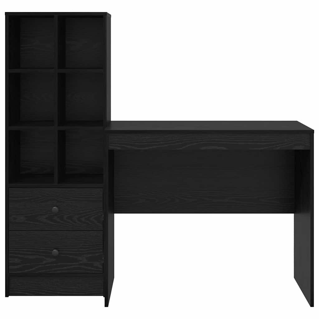 Scrivania con Spazio di Archiviazione 2 pcs Rovere nero
