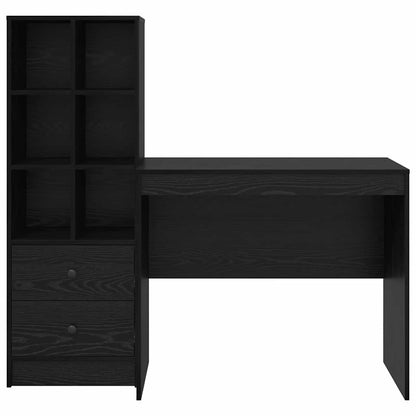 Scrivania con Spazio di Archiviazione 2 pcs Rovere nero