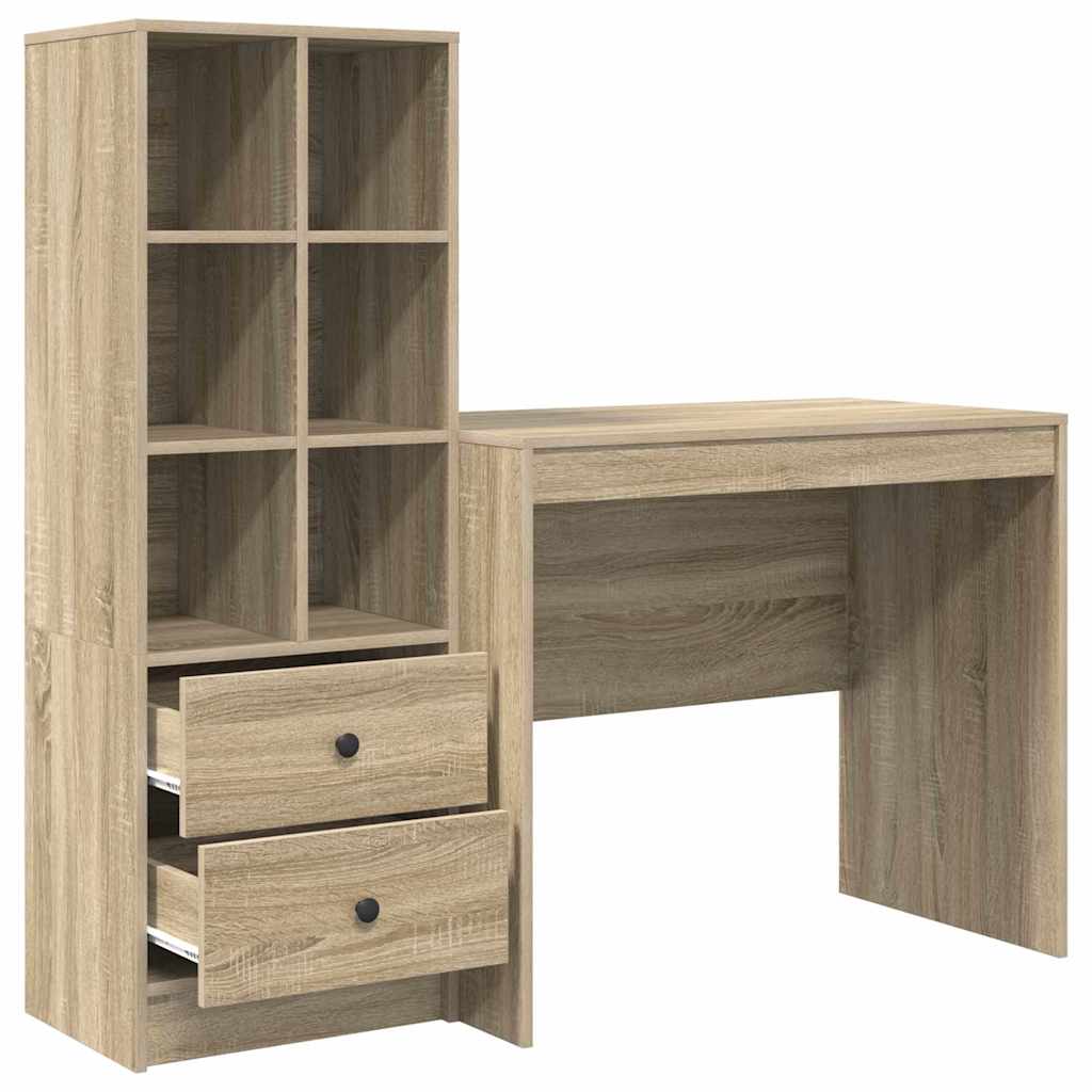 Scrivania con Spazio di Archiviazione 2 pcs Rovere Sonoma
