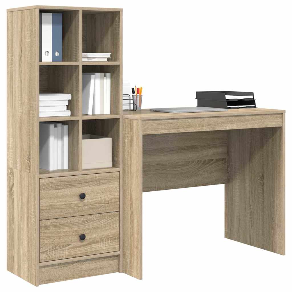 Scrivania con Spazio di Archiviazione 2 pcs Rovere Sonoma