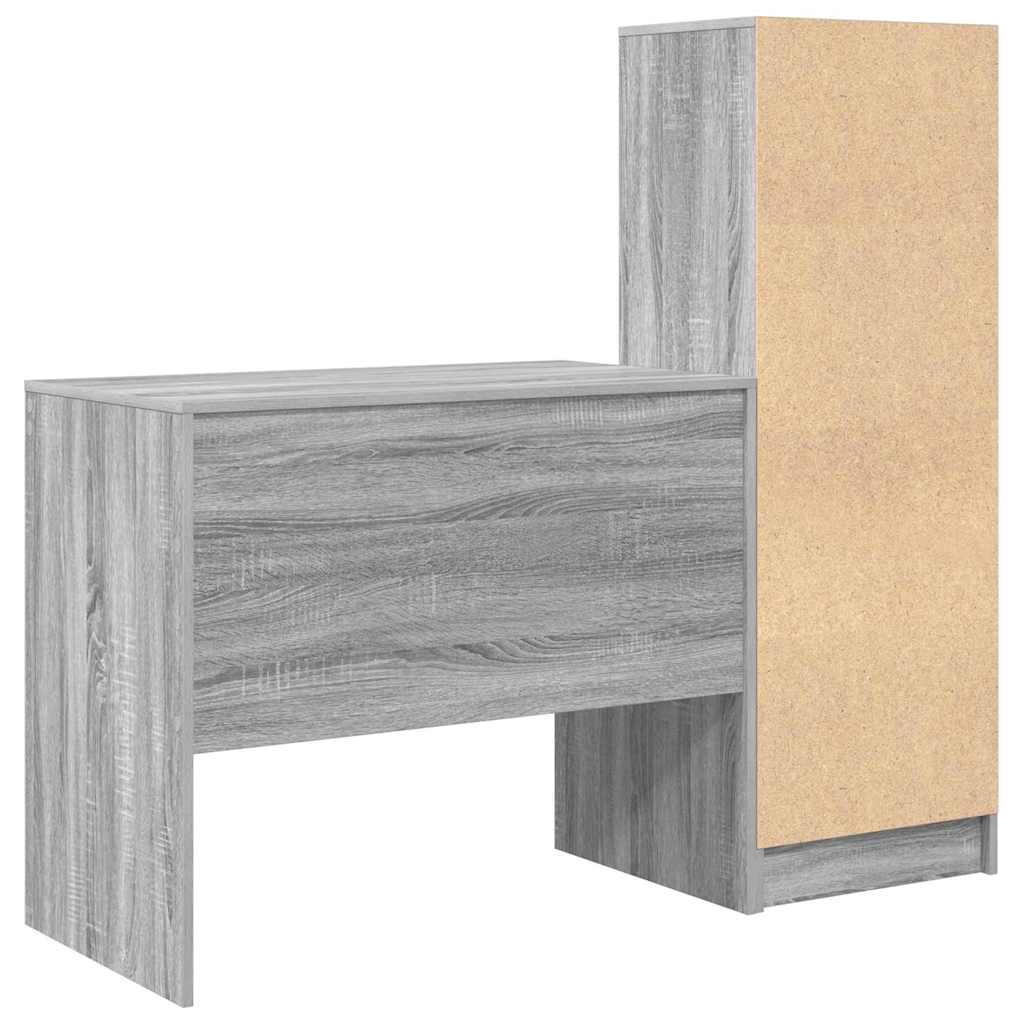 Scrivania con Spazio di Archiviazione 2 pcs Grigio sonoma