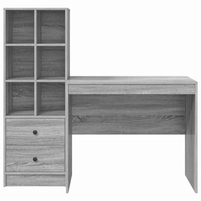 Scrivania con Spazio di Archiviazione 2 pcs Grigio sonoma