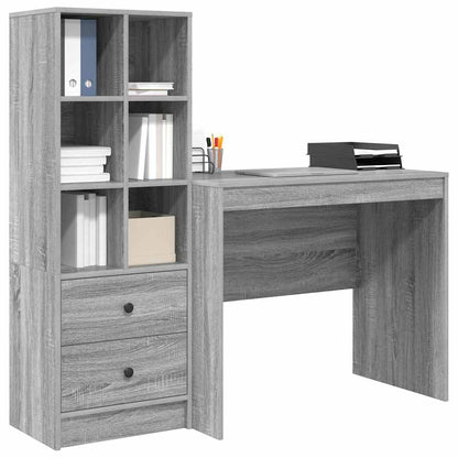 Scrivania con Spazio di Archiviazione 2 pcs Grigio sonoma
