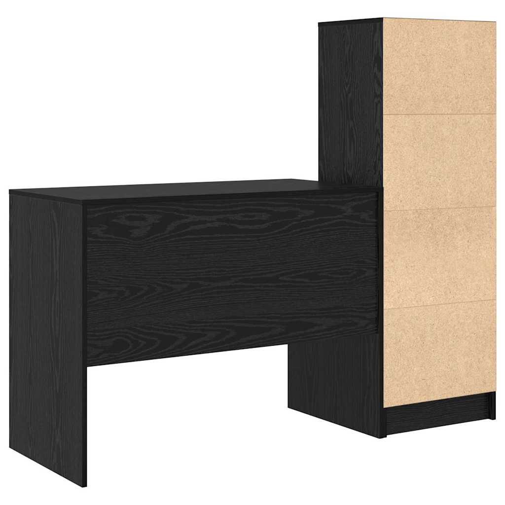 Scrivania con Spazio di Archiviazione 2 pcs Rovere nero