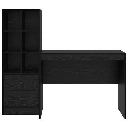 Scrivania con Spazio di Archiviazione 2 pcs Rovere nero