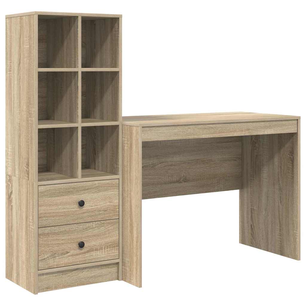 Scrivania con Spazio di Archiviazione 2 pcs Rovere Sonoma