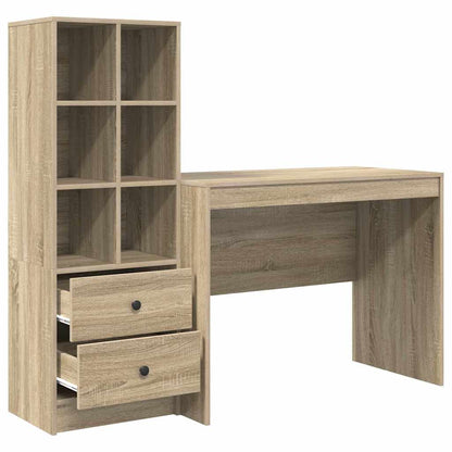 Scrivania con Spazio di Archiviazione 2 pcs Rovere Sonoma