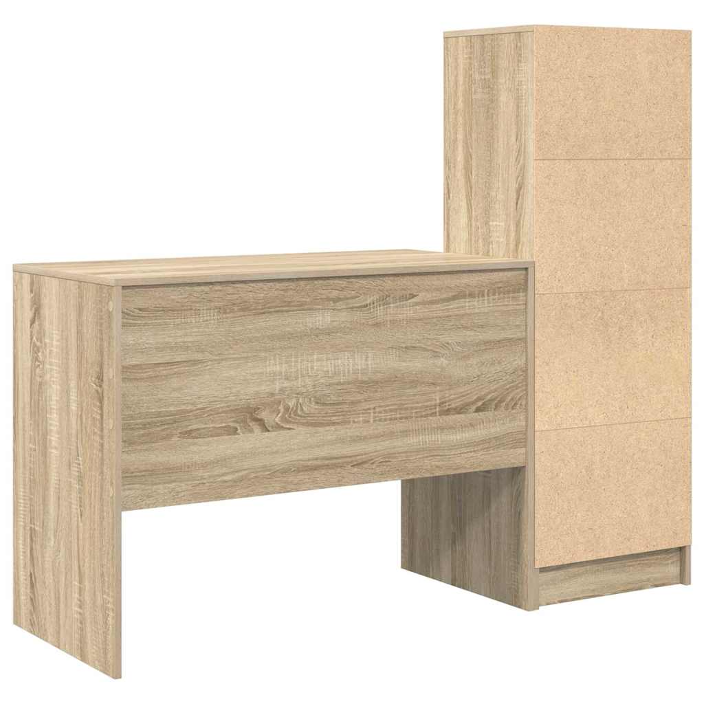 Scrivania con Spazio di Archiviazione 2 pcs Rovere Sonoma