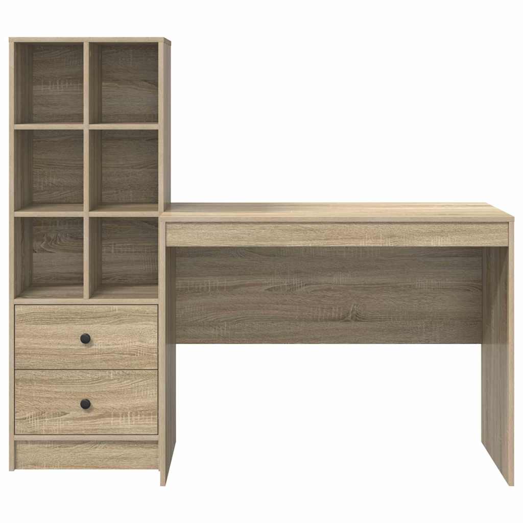 Scrivania con Spazio di Archiviazione 2 pcs Rovere Sonoma