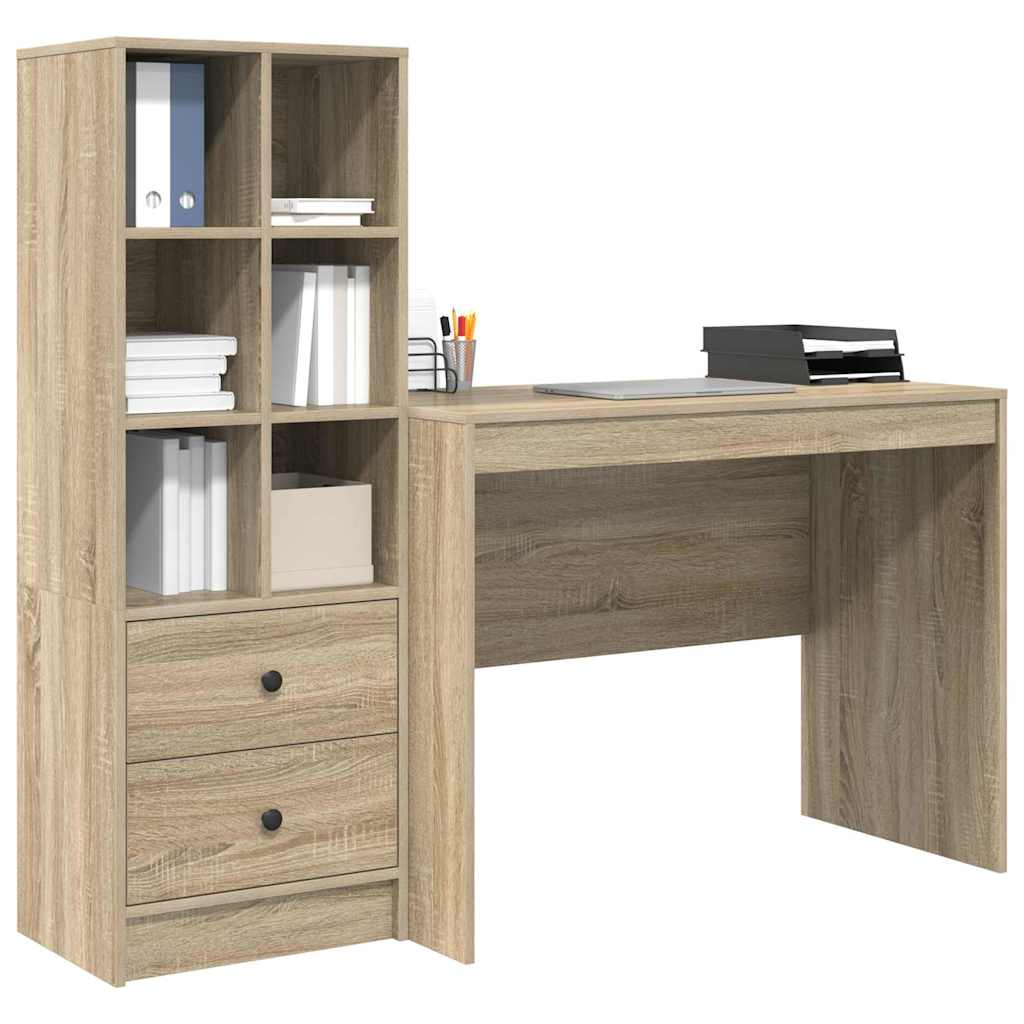 Scrivania con Spazio di Archiviazione 2 pcs Rovere Sonoma