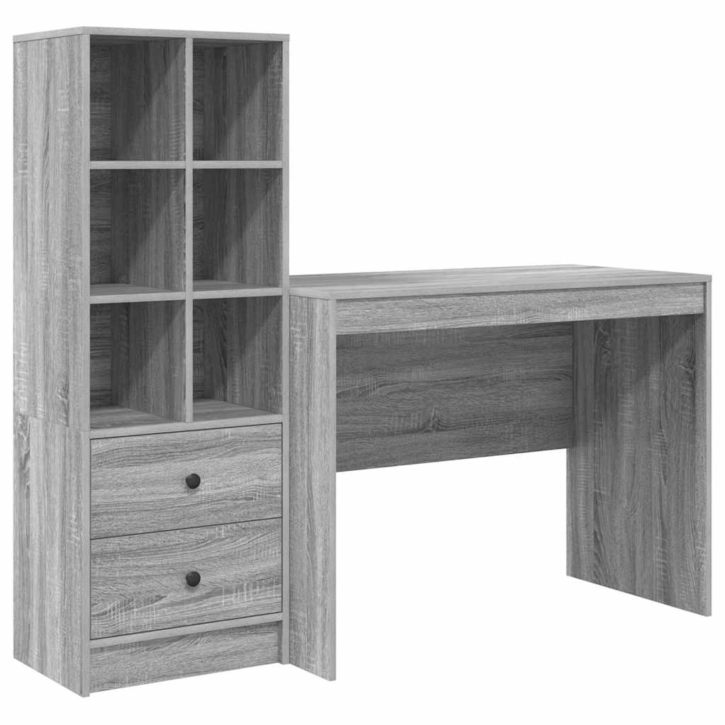 Scrivania con Spazio di Archiviazione 2 pcs Grigio sonoma - homemem39
