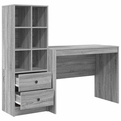 Scrivania con Spazio di Archiviazione 2 pcs Grigio sonoma - homemem39