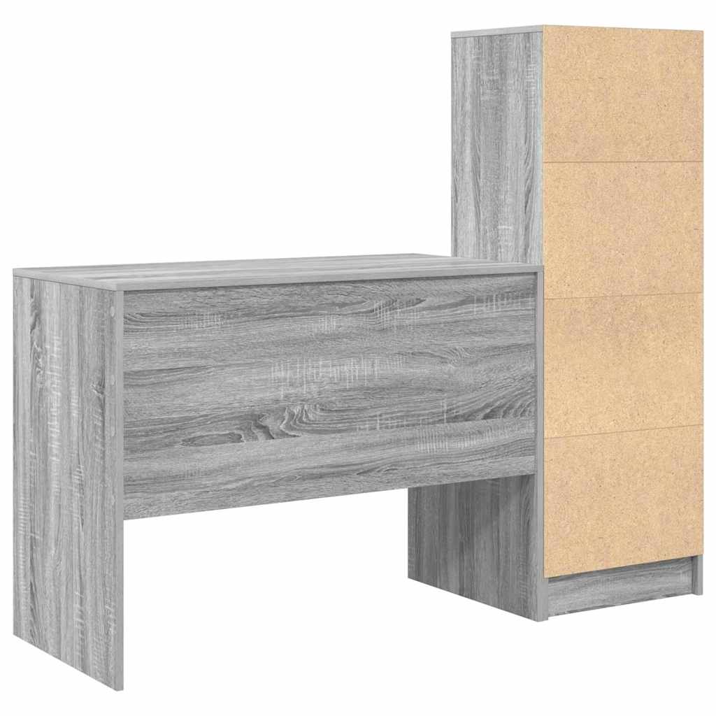Scrivania con Spazio di Archiviazione 2 pcs Grigio sonoma - homemem39