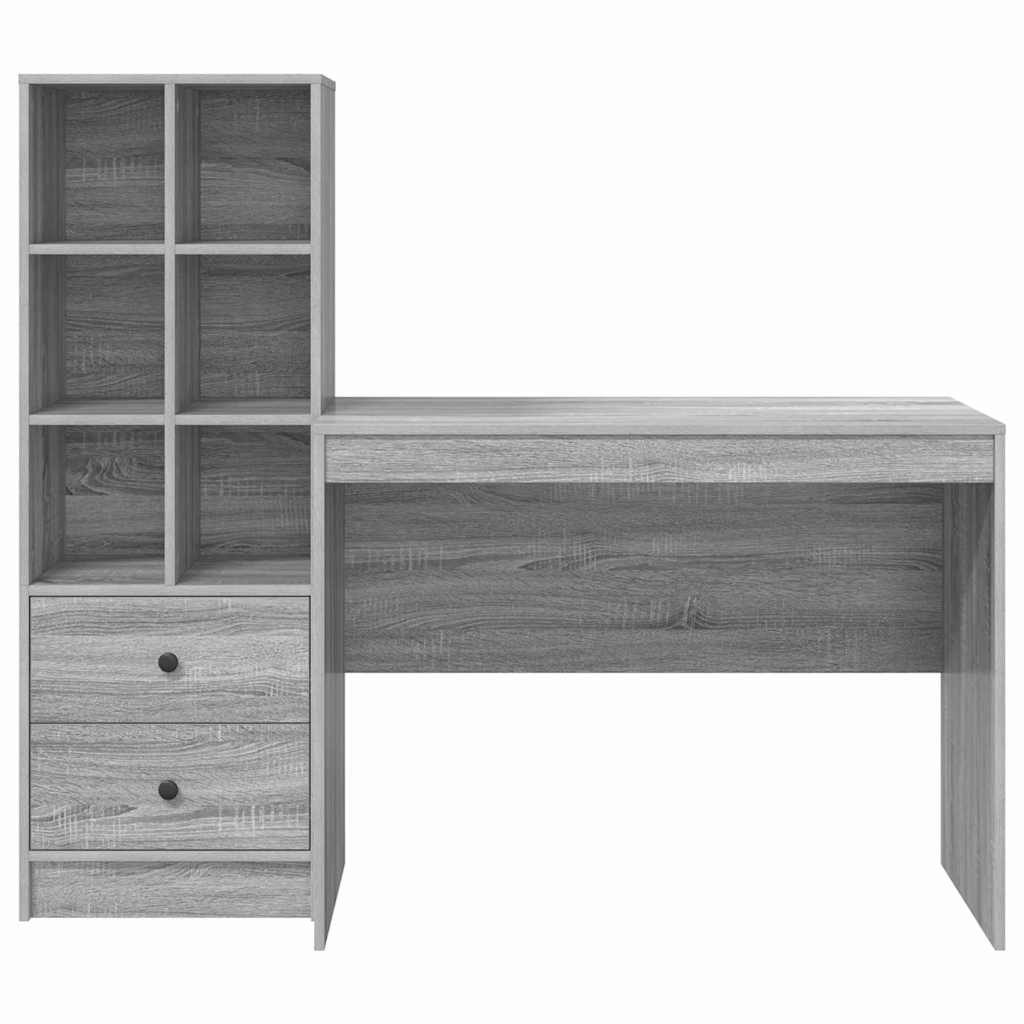 Scrivania con Spazio di Archiviazione 2 pcs Grigio sonoma - homemem39