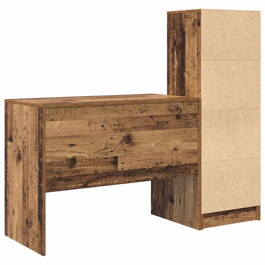 Scrivania con cassetto 2 pcs Legno vecchio