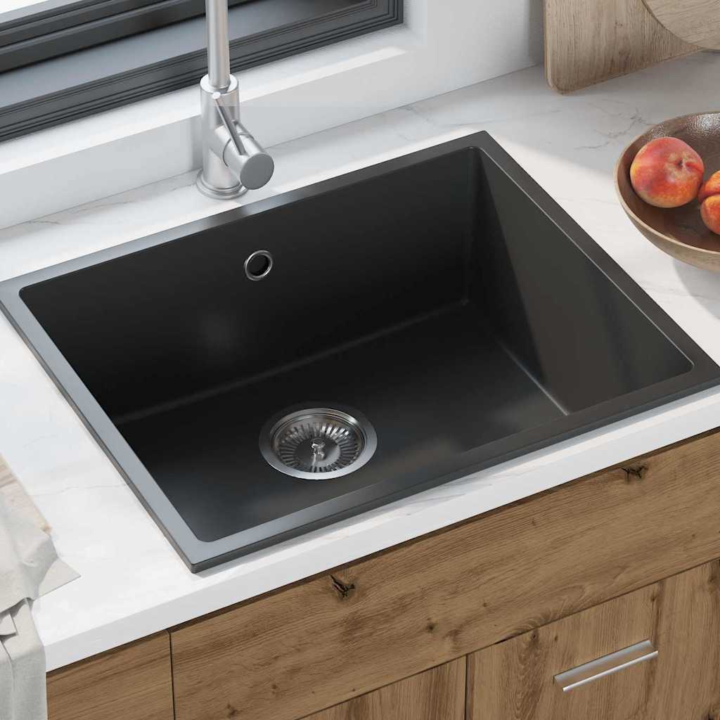 Lavello da cucina Nero 54 x 44 x 20 cm Granito | homemem39