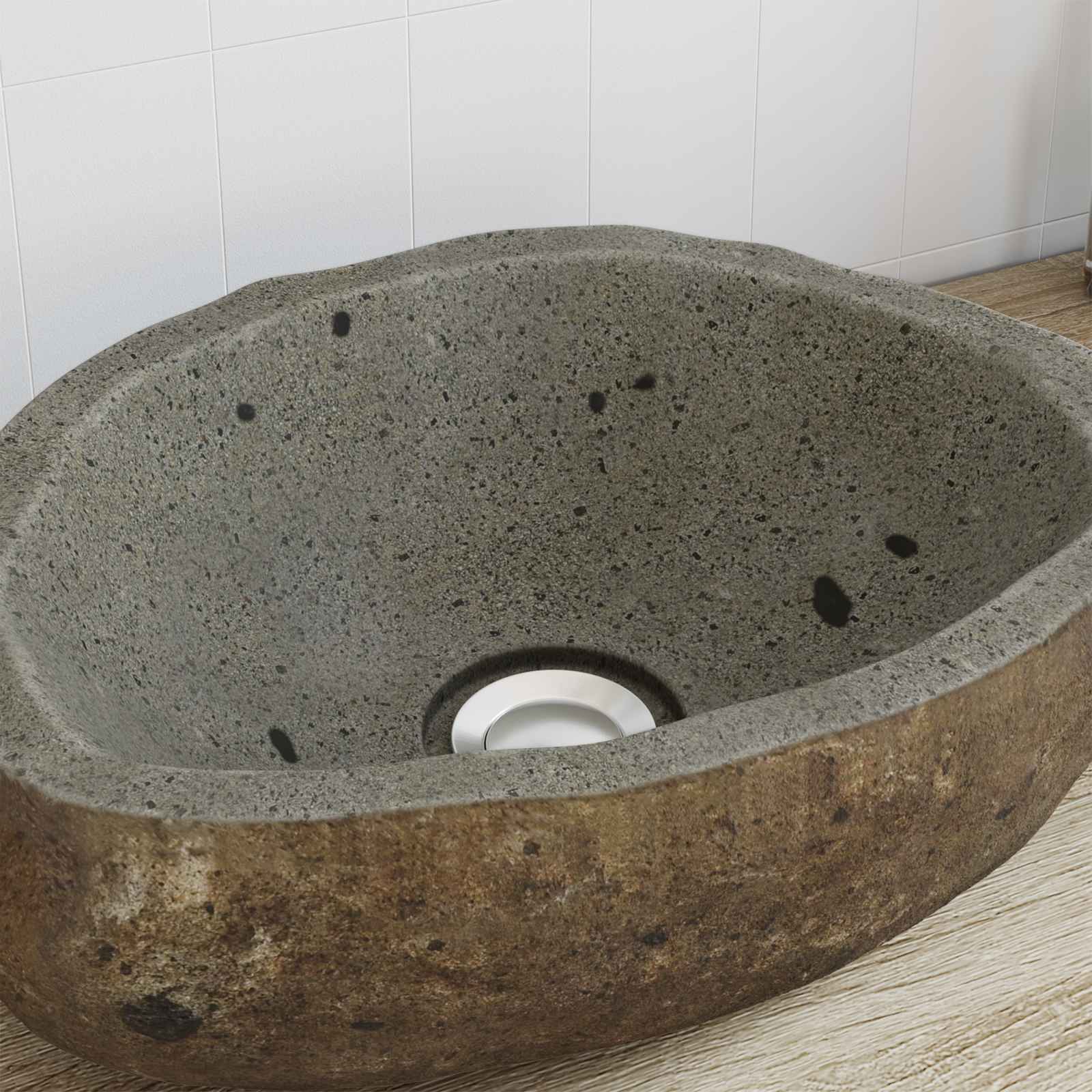 Basin in pietra fluviale (30-37) x (25-30) x 12 cm Pietra fiume | homemem39