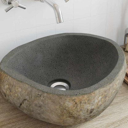 Lavabo Grigio chiaro (38-45) x (30-35) x 15 cm Pietra di Fiume