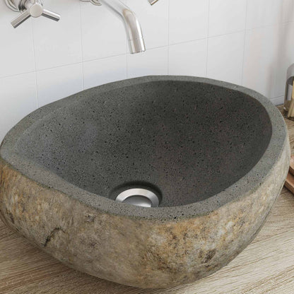 Basin in pietra fluviale Grigio chiaro 45 x 35 x 15 cm