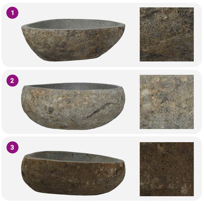 Basin in pietra fluviale Grigio chiaro 45 x 35 x 15 cm