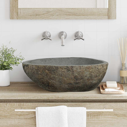 Basin in pietra fluviale Grigio chiaro 52 x 40 x 15 cm | homemem39