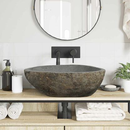 Basin in pietra fluviale Grigio chiaro 52 x 40 x 15 cm | homemem39