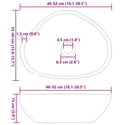 Lavabo Grigio chiaro (46-52) x (35-40) x 15 cm Pietra di Fiume