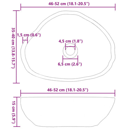 Basin in pietra fluviale Grigio chiaro 52 x 40 x 15 cm | homemem39