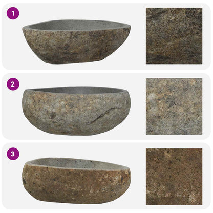 Basin in pietra fluviale Grigio chiaro 52 x 40 x 15 cm | homemem39