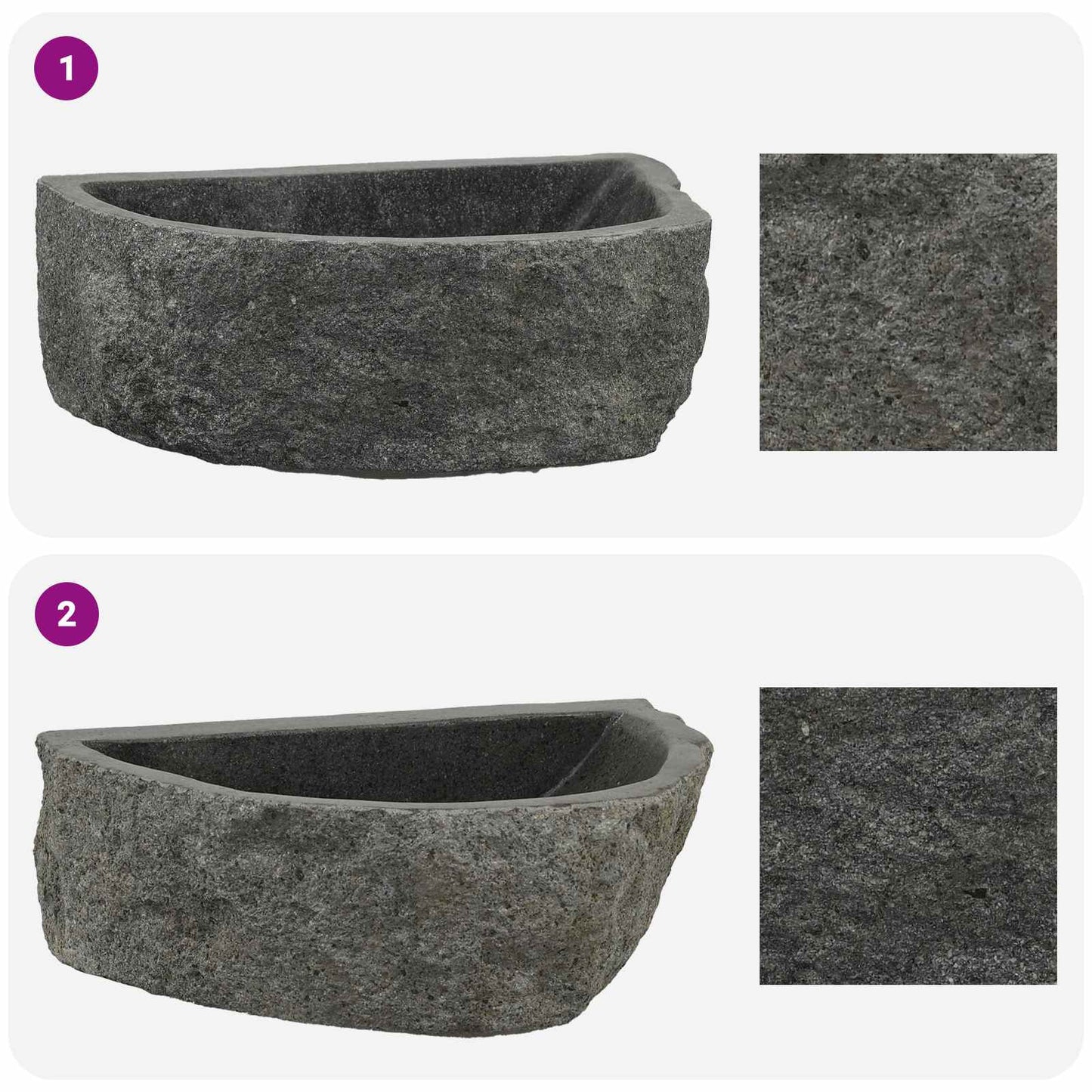 Lavabo a parete Grigio 37 x 30 x 12 cm Pietra fiume | homemem39